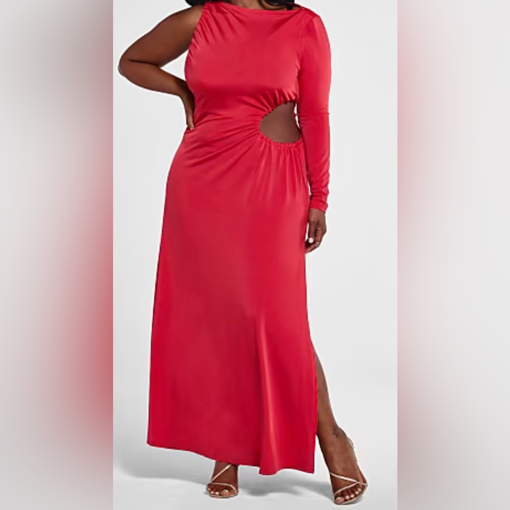 Plus One Sleeve Cutout Maxi Dress